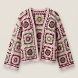 Mosaic Cardigan – Pink, front view, handmade crochet