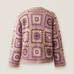 Mosaic Cardigan – Tan, back view, handmade crochet