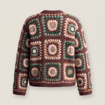 Mosaic Cardigan – Brown, back view, handmade crochet