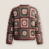 Mosaic Cardigan – Brown, back view, handmade crochet