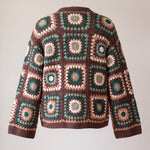 Mosaic Cardigan – Brown, back view, handmade crochet