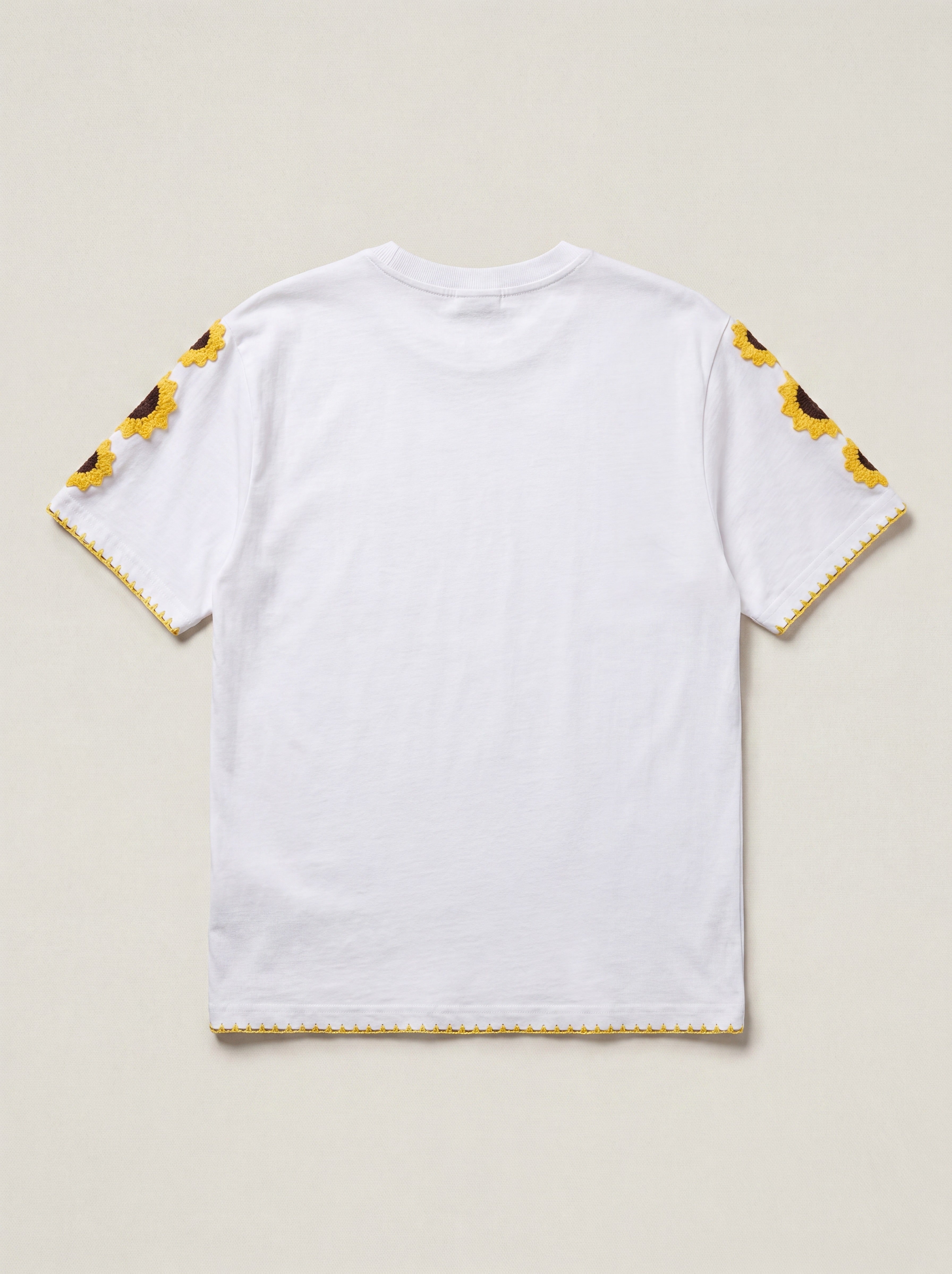 Handmade organic cotton t-shirt with crochet accents by Ana Chic