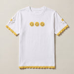 Handmade organic cotton t-shirt with crochet accents by Ana Chic