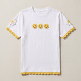 Handmade organic cotton t-shirt with crochet accents by Ana Chic