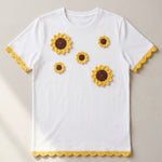 Handmade organic cotton t-shirt with crochet accents by Ana Chic