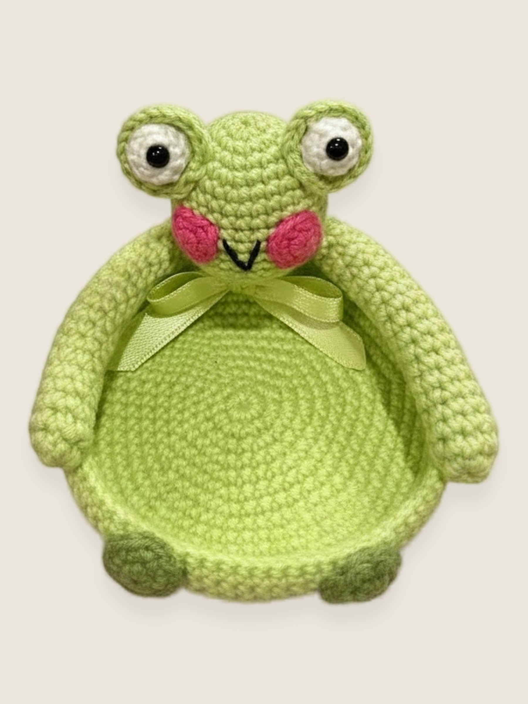 Cozy Tray — handmade organic cotton crochet amigurumi by Ana Chic, styled view