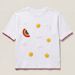 Handmade organic cotton t-shirt with crochet accents by Ana Chic