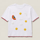 Handmade organic cotton t-shirt with crochet accents by Ana Chic