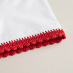 Handmade organic cotton t-shirt with crochet accents by Ana Chic