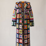 Handmade organic cotton long hooded crochet coat by Ana Chic