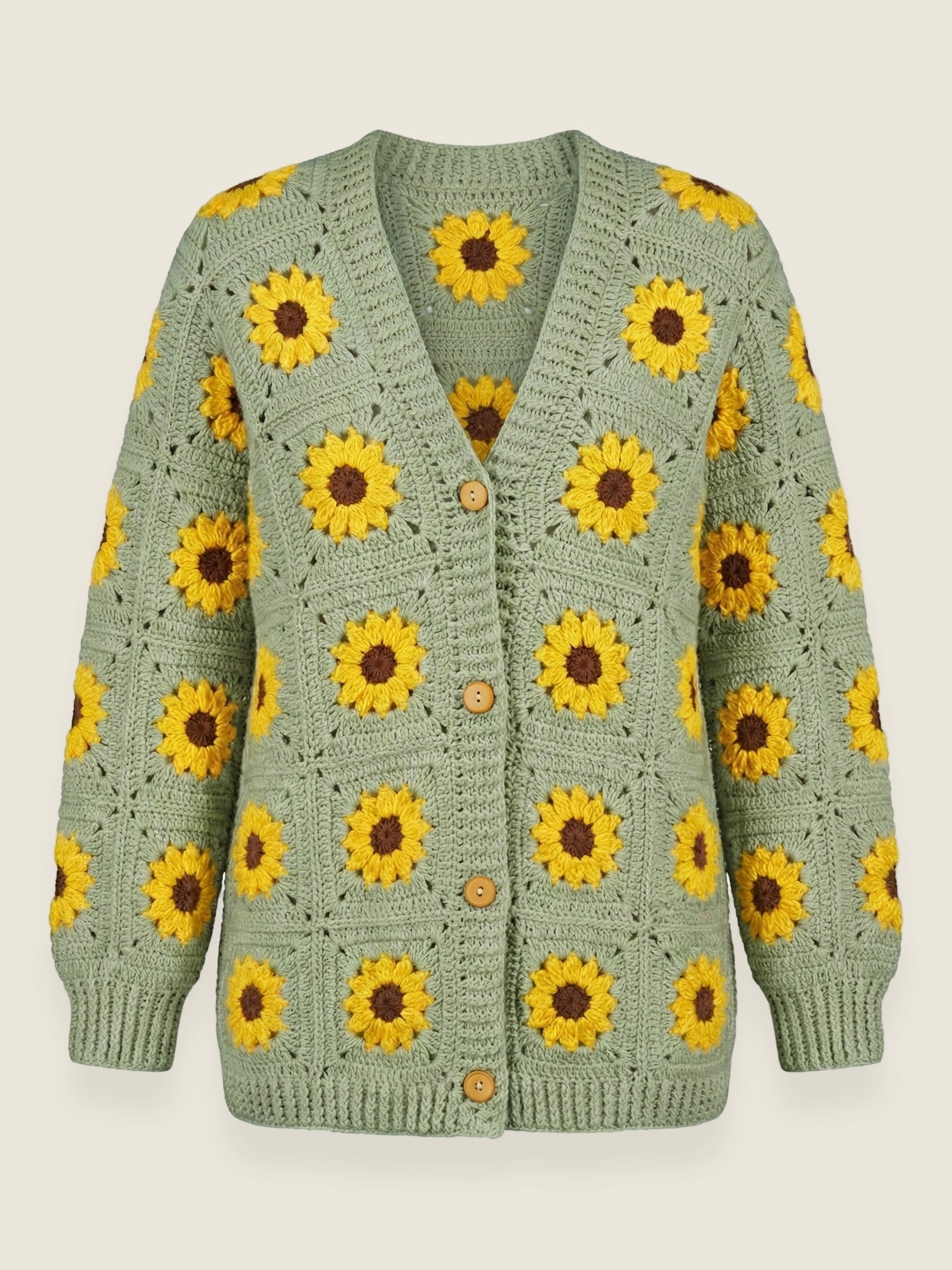Daisy  Cardigan — handmade organic cotton crochet cardigan by Ana Chic, styled view