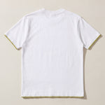 Handmade organic cotton t-shirt with crochet accents by Ana Chic
