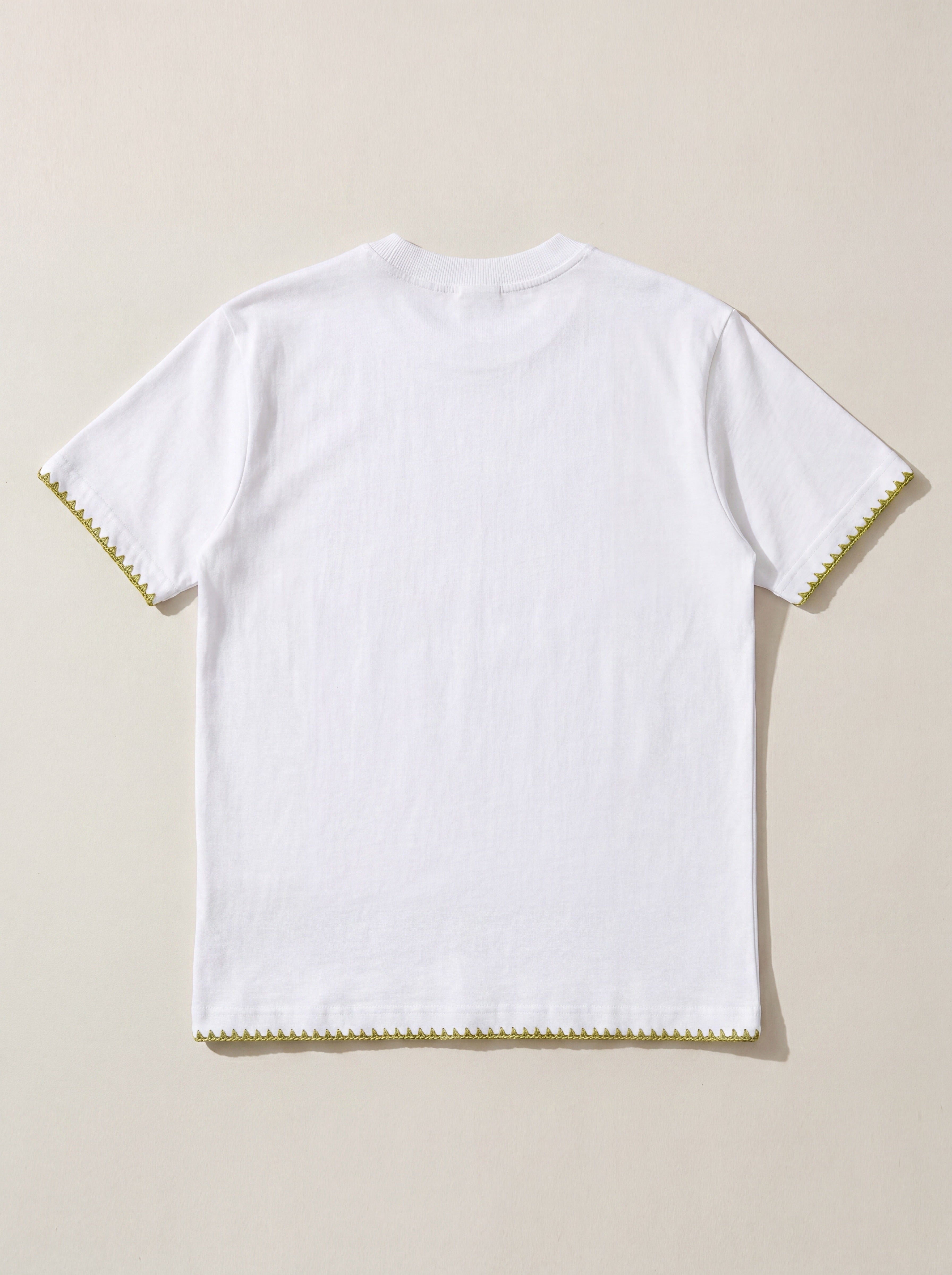 Handmade organic cotton t-shirt with crochet accents by Ana Chic