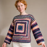 Dusk Chunky Wool Jumper worn by a model, showing the wide sleeves and relaxed fit — handmade by Ana Chic