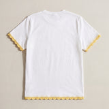 Handmade organic cotton t-shirt with crochet accents by Ana Chic