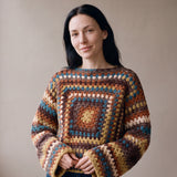 Earth Chunky Wool Jumper worn by a model, showing the wide sleeves and relaxed fit — handmade by Ana Chic