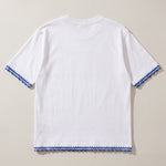 Handmade organic cotton t-shirt with crochet accents by Ana Chic
