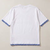 Handmade organic cotton t-shirt with crochet accents by Ana Chic