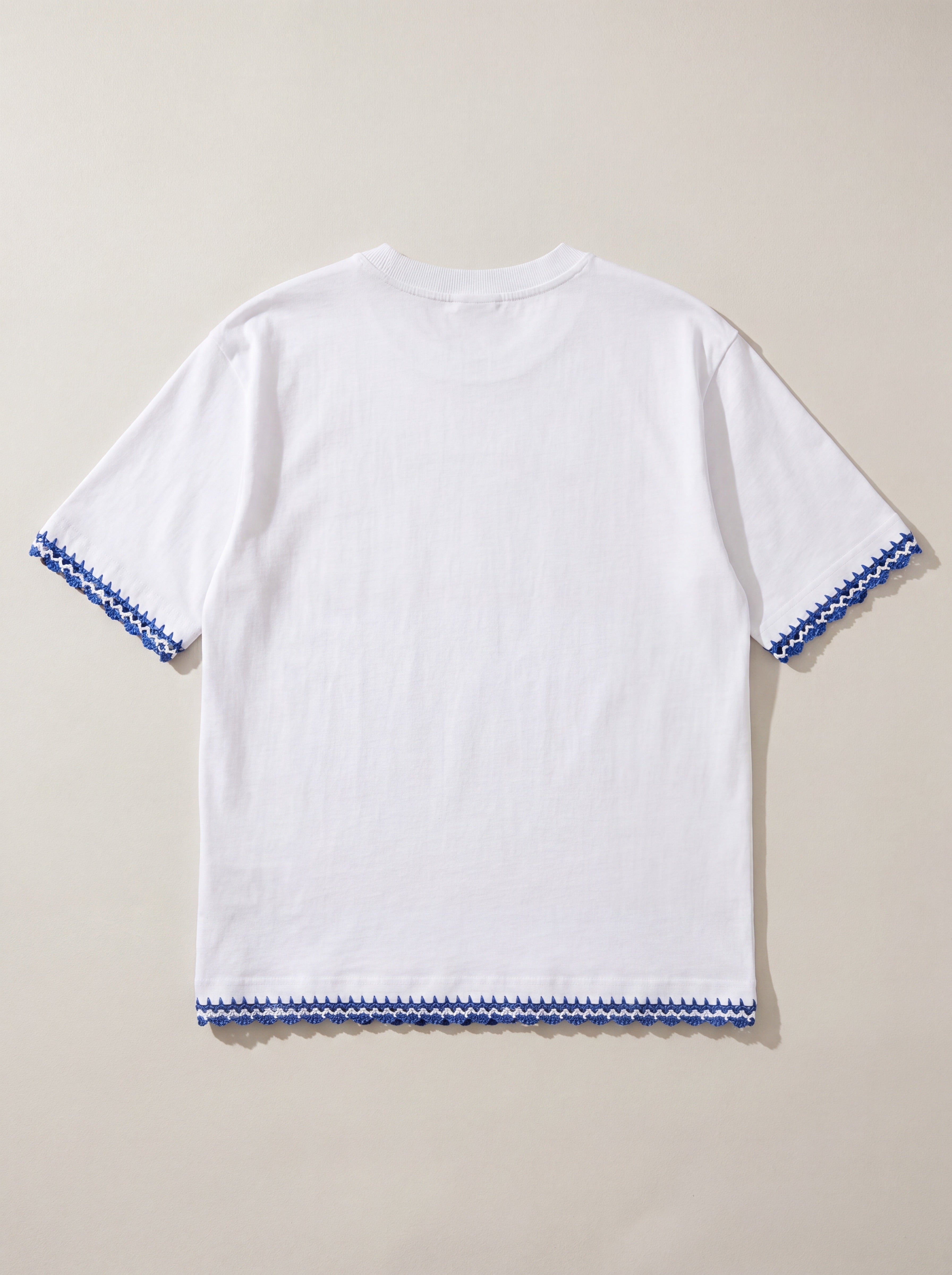 Handmade organic cotton t-shirt with crochet accents by Ana Chic
