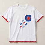 Handmade organic cotton t-shirt with crochet accents by Ana Chic