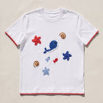 Handmade organic cotton t-shirt with crochet accents by Ana Chic