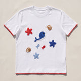 Handmade organic cotton t-shirt with crochet accents by Ana Chic