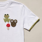 Handmade organic cotton t-shirt with crochet accents by Ana Chic