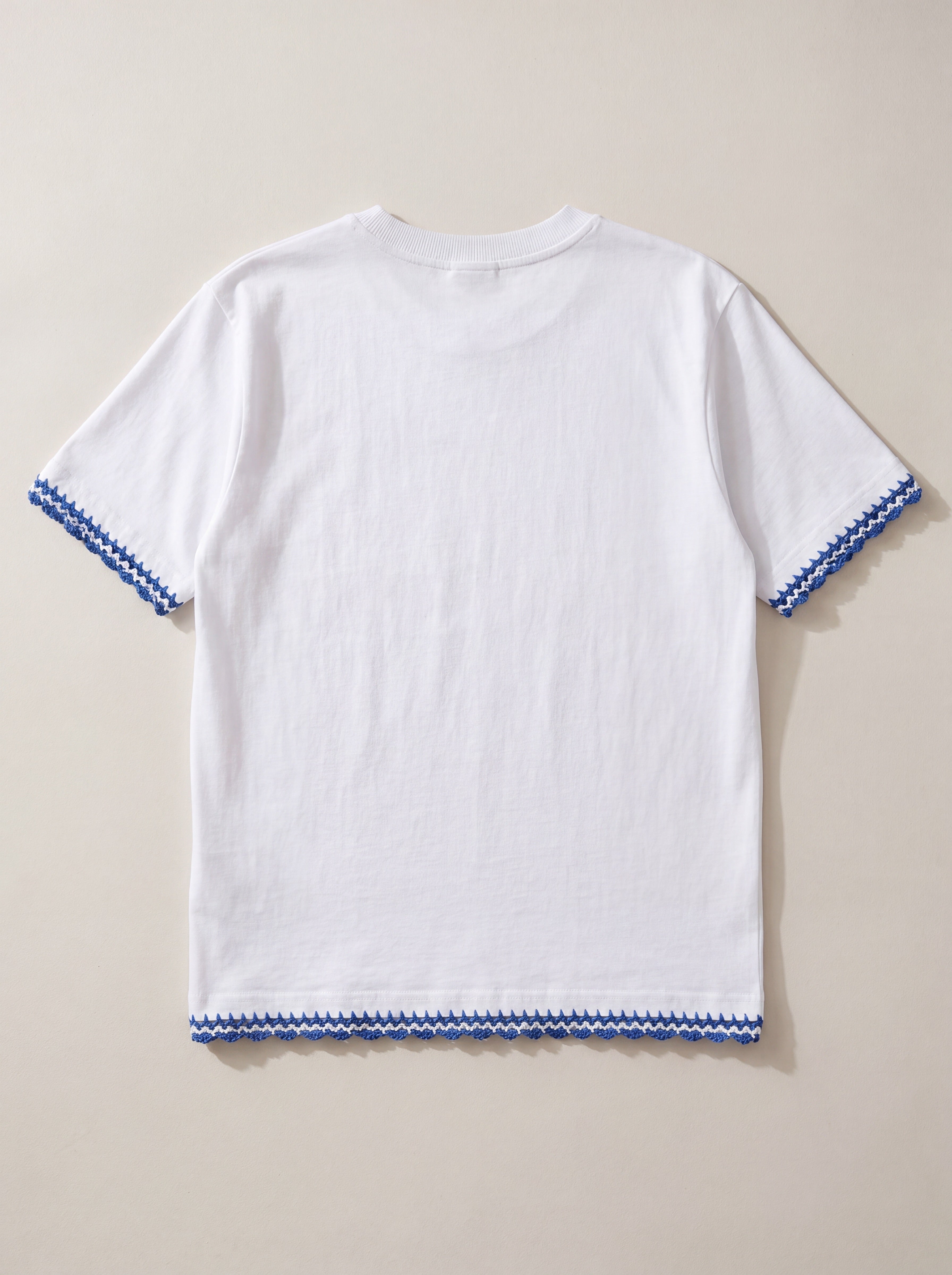 Handmade organic cotton t-shirt with crochet accents by Ana Chic