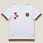 Handmade organic cotton t-shirt with crochet accents by Ana Chic