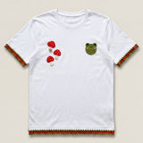 Handmade organic cotton t-shirt with crochet accents by Ana Chic