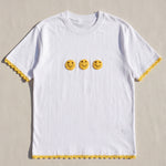Handmade organic cotton t-shirt with crochet accents by Ana Chic