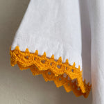 Handmade organic cotton t-shirt with crochet accents by Ana Chic
