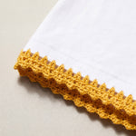 Handmade organic cotton t-shirt with crochet accents by Ana Chic