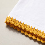 Handmade organic cotton t-shirt with crochet accents by Ana Chic