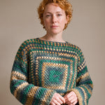 Forest Chunky Wool Jumper worn by a model, showing the wide sleeves and relaxed fit — handmade by Ana Chic