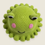 Frog Hat — handmade organic cotton crochet hat by Ana Chic, styled view