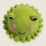 Frog Hat — handmade organic cotton crochet hat by Ana Chic, styled view