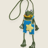 Frog Phone Bag — handmade organic cotton crochet bag by Ana Chic, styled view