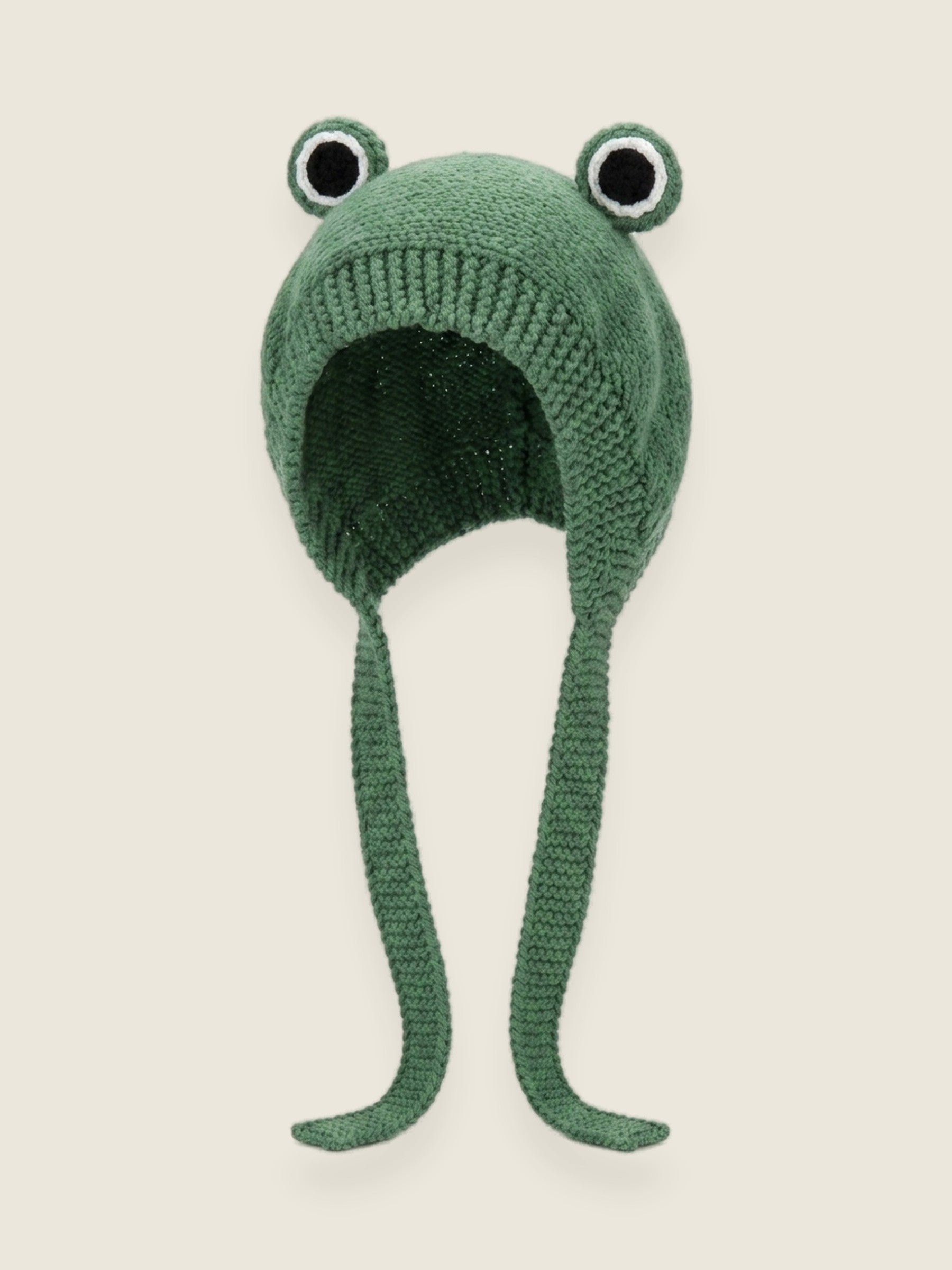 Froggy Beanie with Ties, handmade balaclava by Ana Chic