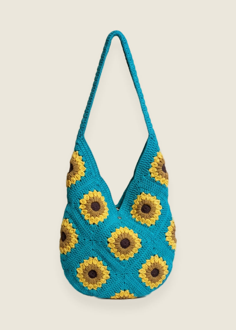 Green Sunflower Bag — handmade organic cotton crochet bag by Ana Chic