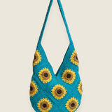 Green Sunflower Bag — handmade organic cotton crochet bag by Ana Chic