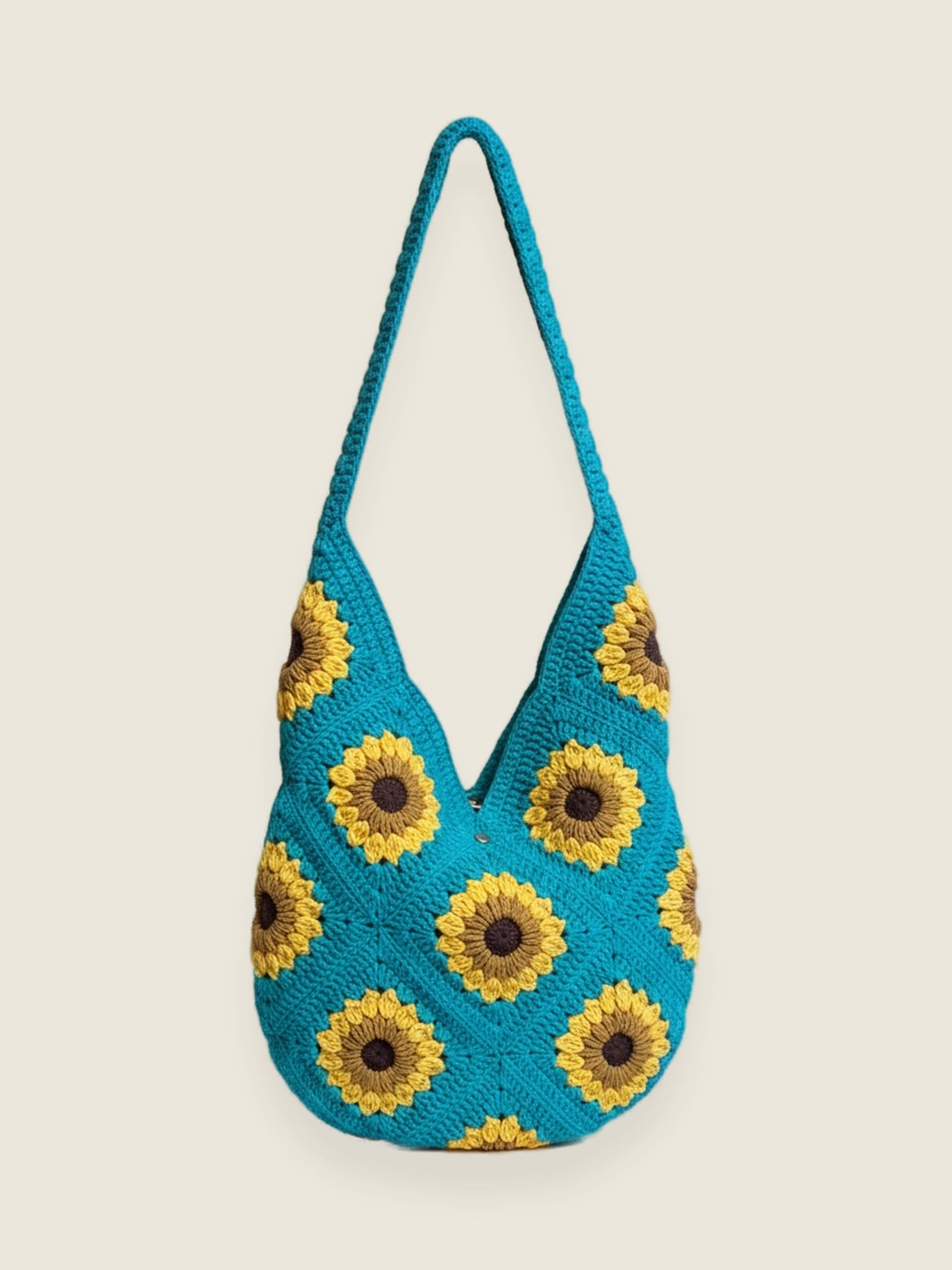 Green Sunflower Bag — handmade organic cotton crochet bag by Ana Chic
