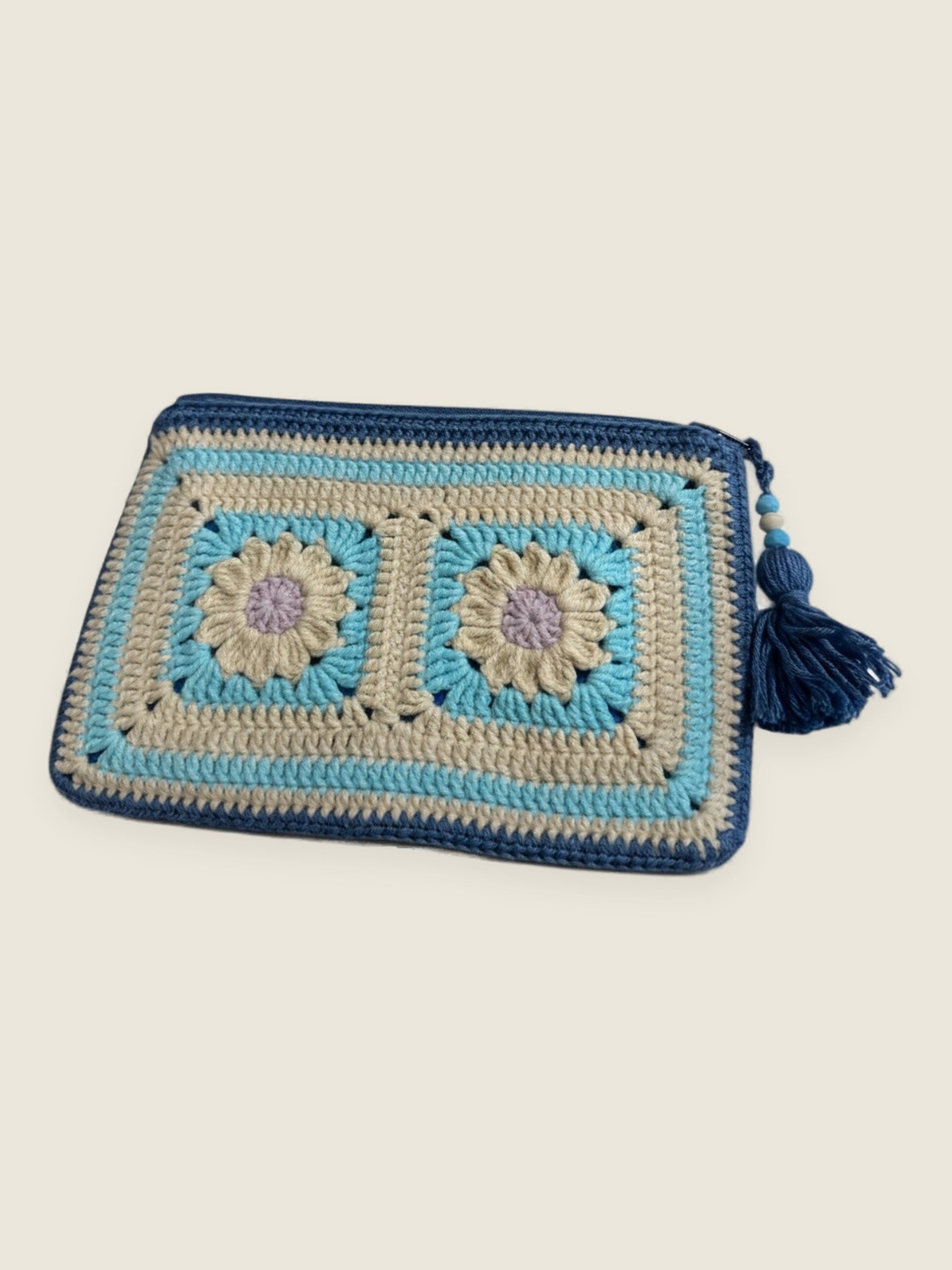 Pencil case — handmade organic cotton crochet accessories by Ana Chic, styled view