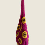 Pink Sunflower Bag — handmade organic cotton crochet bag by Ana Chic, styled view