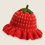 Strawberry Hat — handmade organic cotton crochet hat by Ana Chic, styled view