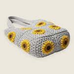 Sunflower bag — handmade organic cotton crochet bag by Ana Chic, styled view