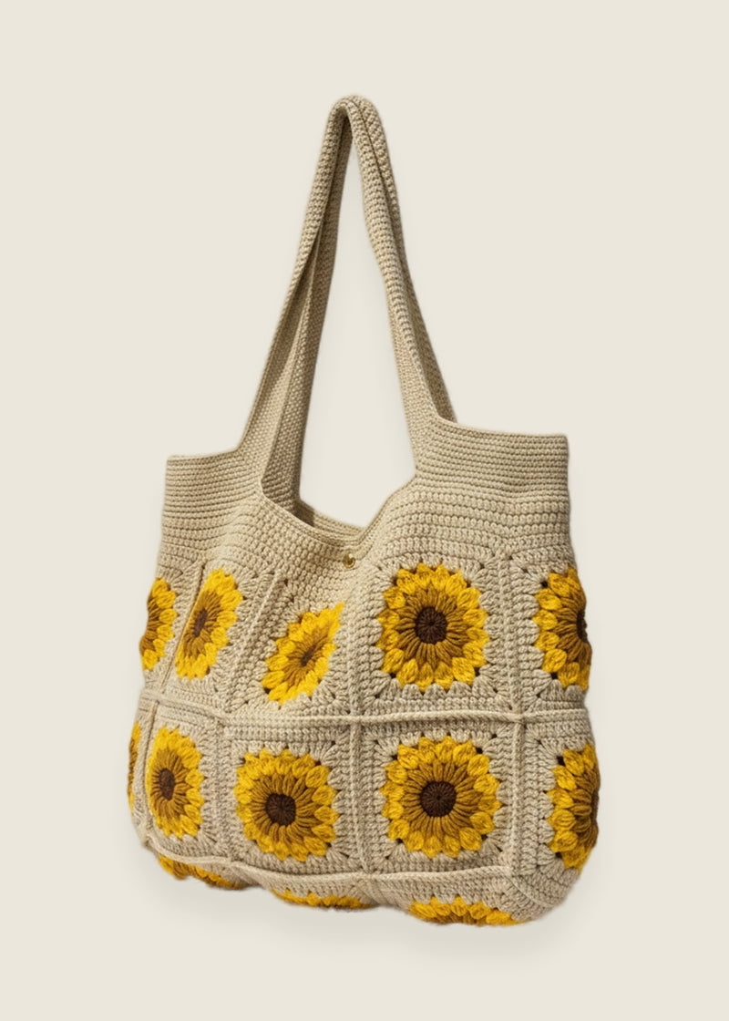 Sunflower Tote Bag — handmade organic cotton crochet bag by Ana Chic