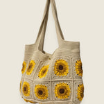 Sunflower Tote Bag — handmade organic cotton crochet bag by Ana Chic
