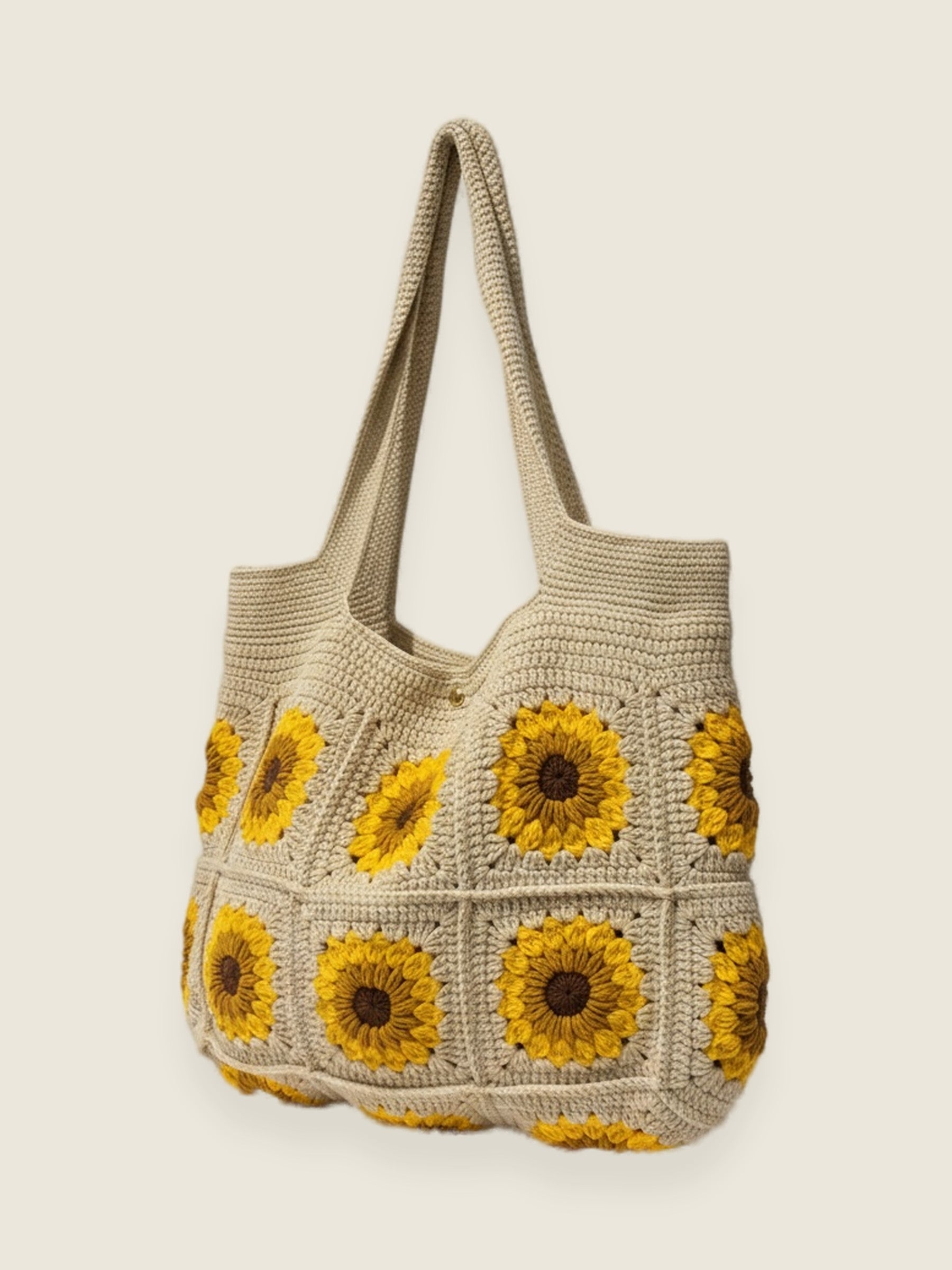 Sunflower Tote Bag — handmade organic cotton crochet bag by Ana Chic