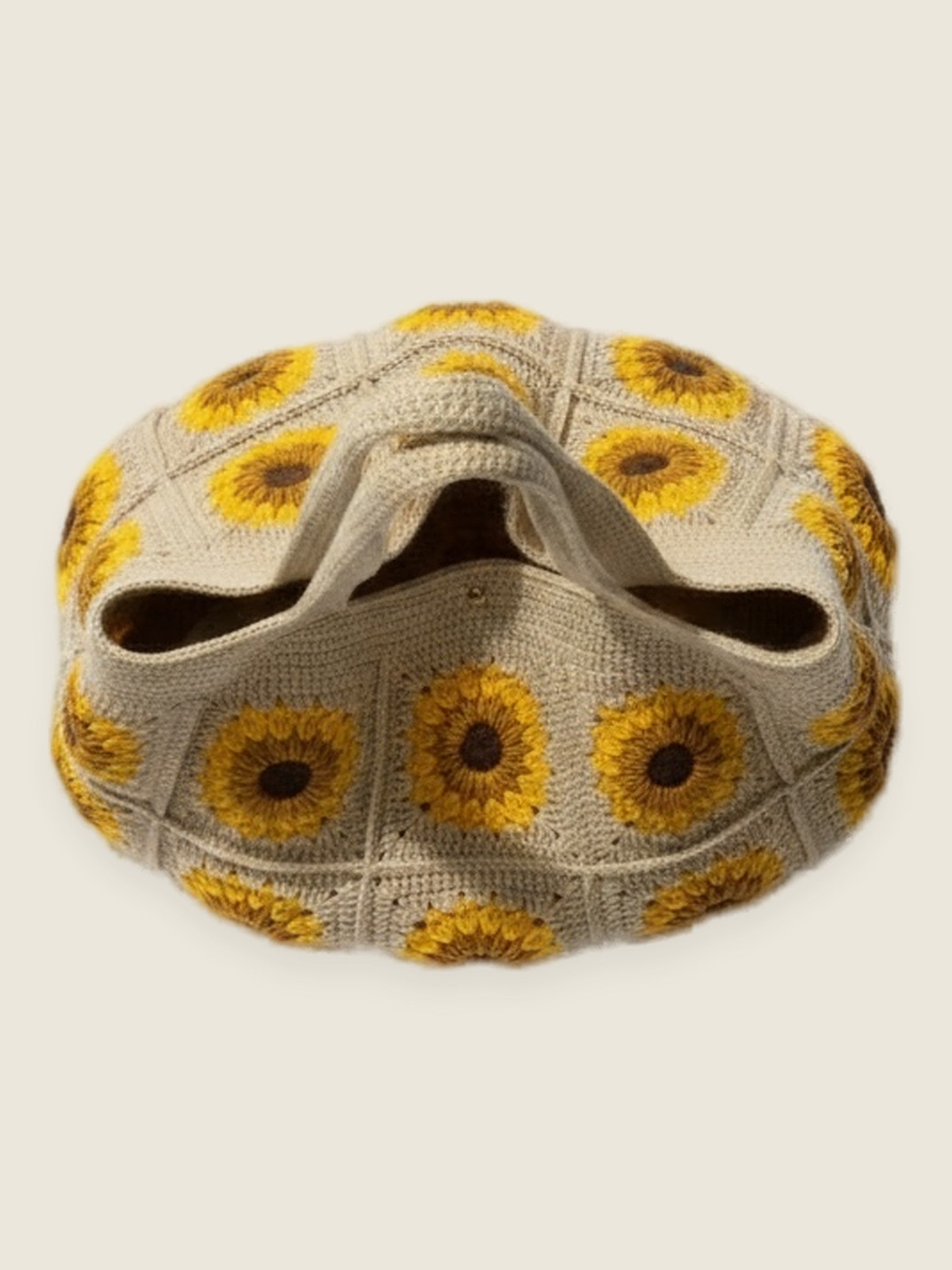 Sunflower Tote Bag — handmade organic cotton crochet bag by Ana Chic, styled view